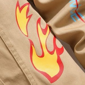 Fire Print Denim Jacket Without Hoodie